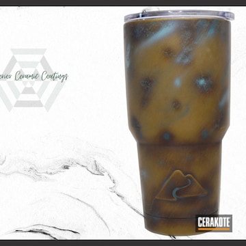 Copper Patina Themed Tumbler Cerakoted Using Vortex® Bronze, Aztec Teal And Robin's Egg Blue