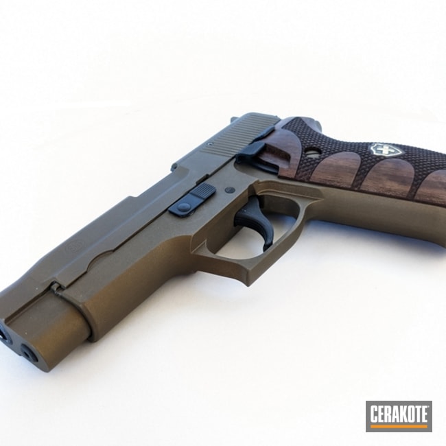 Sig Sauer P220 Pistol Cerakoted Using Armor Black And Burnt Bronze