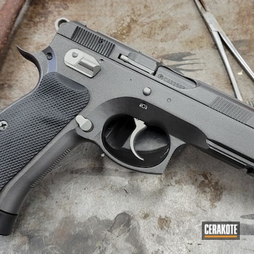 Cz 75 Sp-01 Pistol Cerakoted Using Stainless And Graphite Black