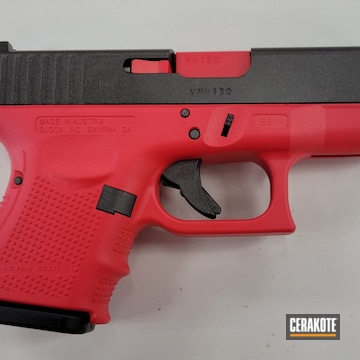 Glock 26 Cerakoted Using Stainless, Usmc Red And Graphite Black