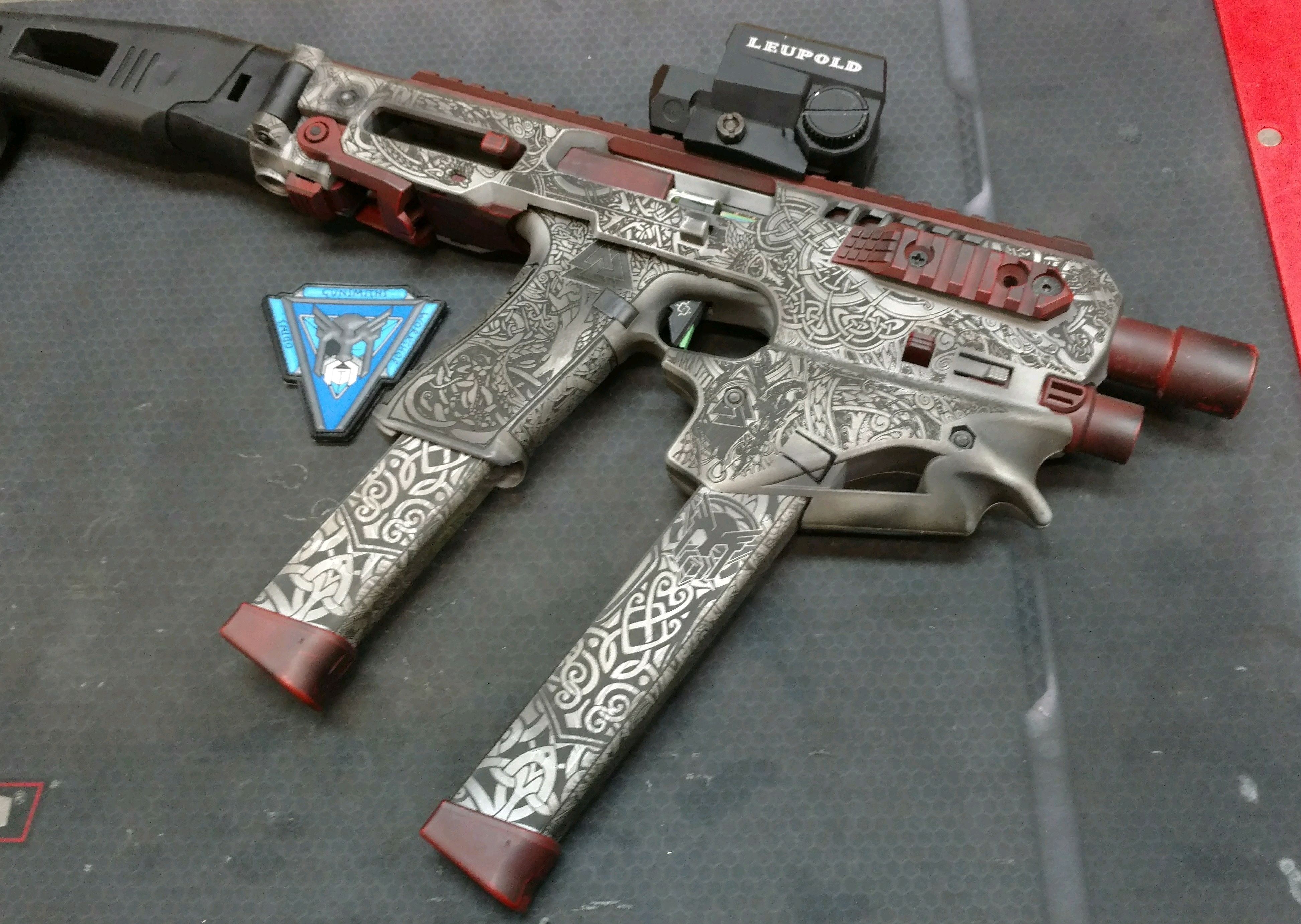 Micro Roni Glock 19 Custom Micro Roni with Glock 17 Cerakoted using Armor Black, USMC Red and ...
