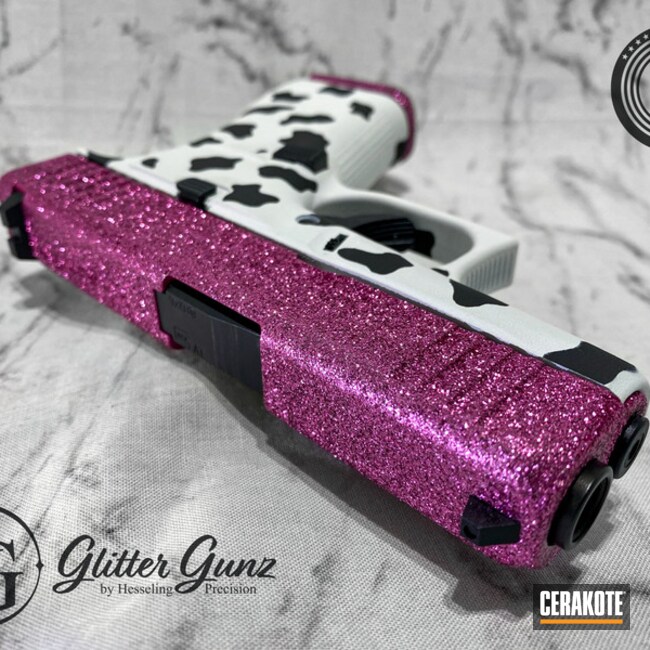 Glittered Glock 43x Cerakoted Using Sig™ Pink, Stormtrooper White And Graphite Black