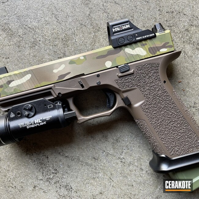 Glock 19 Cerakoted Using Desert Sand, Multicam® Pale Green And Chocolate Brown