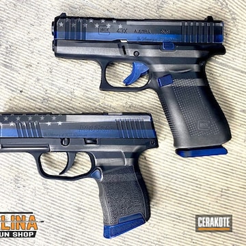 Cerakoted Blue Line Theme Sig And Glock In H-219, H-146 And H-127
