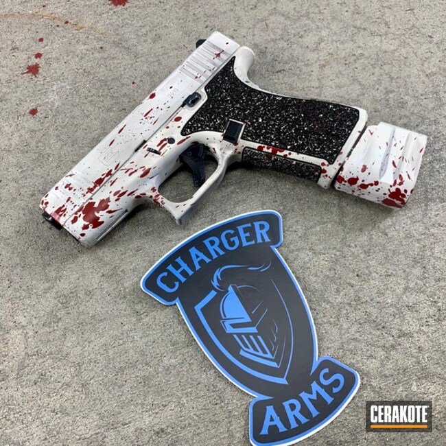 Zombie Blood Splatter Themed Glock 43X Cerakoted using Crimson