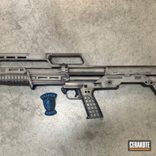 Distressed Ksg Tactical Shotgun Cerakoted Using Titanium And Graphite Black