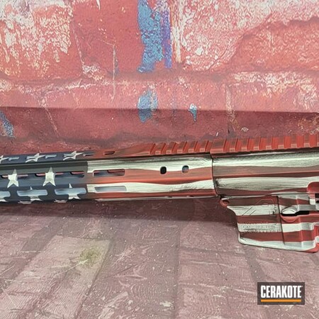 Powder Coating: KEL-TEC® NAVY BLUE H-127,AR Rifle,S.H.O.T,RUBY RED H-306,US Flag,AR-15,Graphite Black H-146,Snow White H-136,Tactical Rifle,American Flag,AR Build,Distressed Flag,AR Project