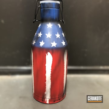 Distressed American Flag Growler Cerakoted Using Stormtrooper White, Usmc Red And Nra Blue