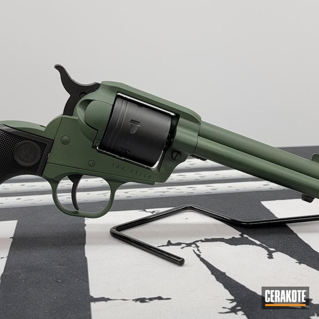 Ruger Wrangler Revolver Cerakoted using Jesse James Eastern Front Green and  Graphite Black | Cerakote