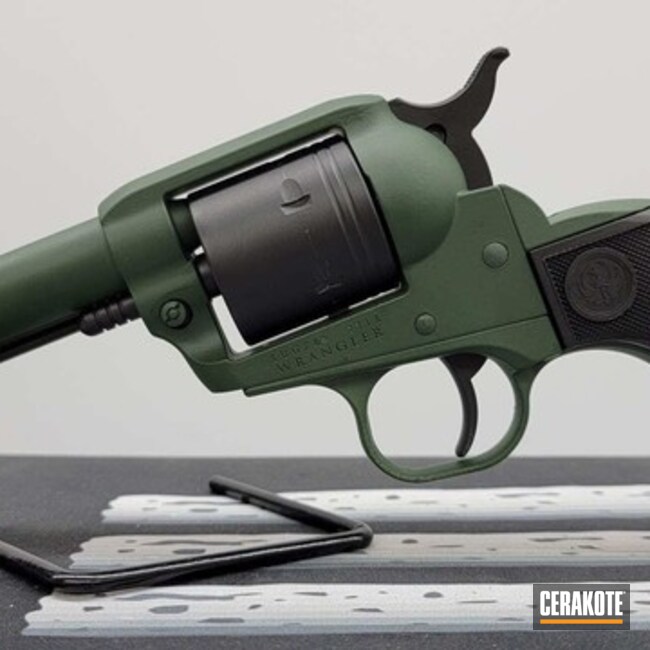 Ruger Wrangler Revolver Cerakoted Using Jesse James Eastern Front Green And Graphite Black