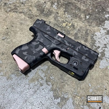 Custom Camo Glock 43x Cerakoted Using Socom Blue, Rose Gold And Stone Grey