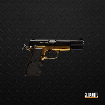Browning Pistol Cerakoted Using High Gloss Armor Clear, Graphite Black And Gold