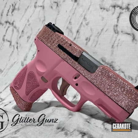 Powder Coating: ROSE GOLD H-327,9mm,Bazooka Pink H-244,S.H.O.T,Taurus,Pink,Frosted,Ladies,Pistol,Sparkles,Sparkle,Glitter,G2C