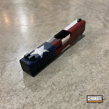 Distressed Texas Flag Themed Glock Slide Cerakoted Using Hidden White, Kel-tec® Navy Blue And Crimson