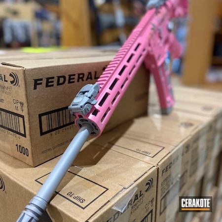 Powder Coating: Smith & Wesson,BLOOD ORANGE H-322,S.H.O.T,SUNFLOWER H-317,SQUATCH GREEN H-316,Floral Script Pattern,Rifle,Custom,Personalized,Floral Patterned,Pink,Two Tone,Floral,M&P 15-22,Crushed Silver H-255,PINK SHERBET H-328,Firearms