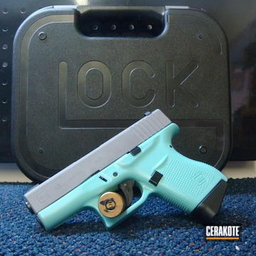 Glock 43 Pistol Cerakoted Using Robin's Egg Blue