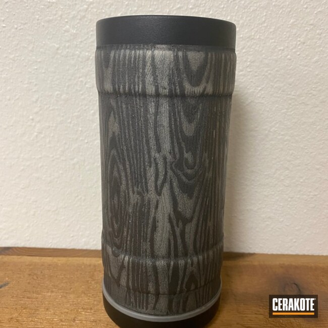 Wood Grain Themed Tumbler Cerakoted Using Satin Mag And Cobalt