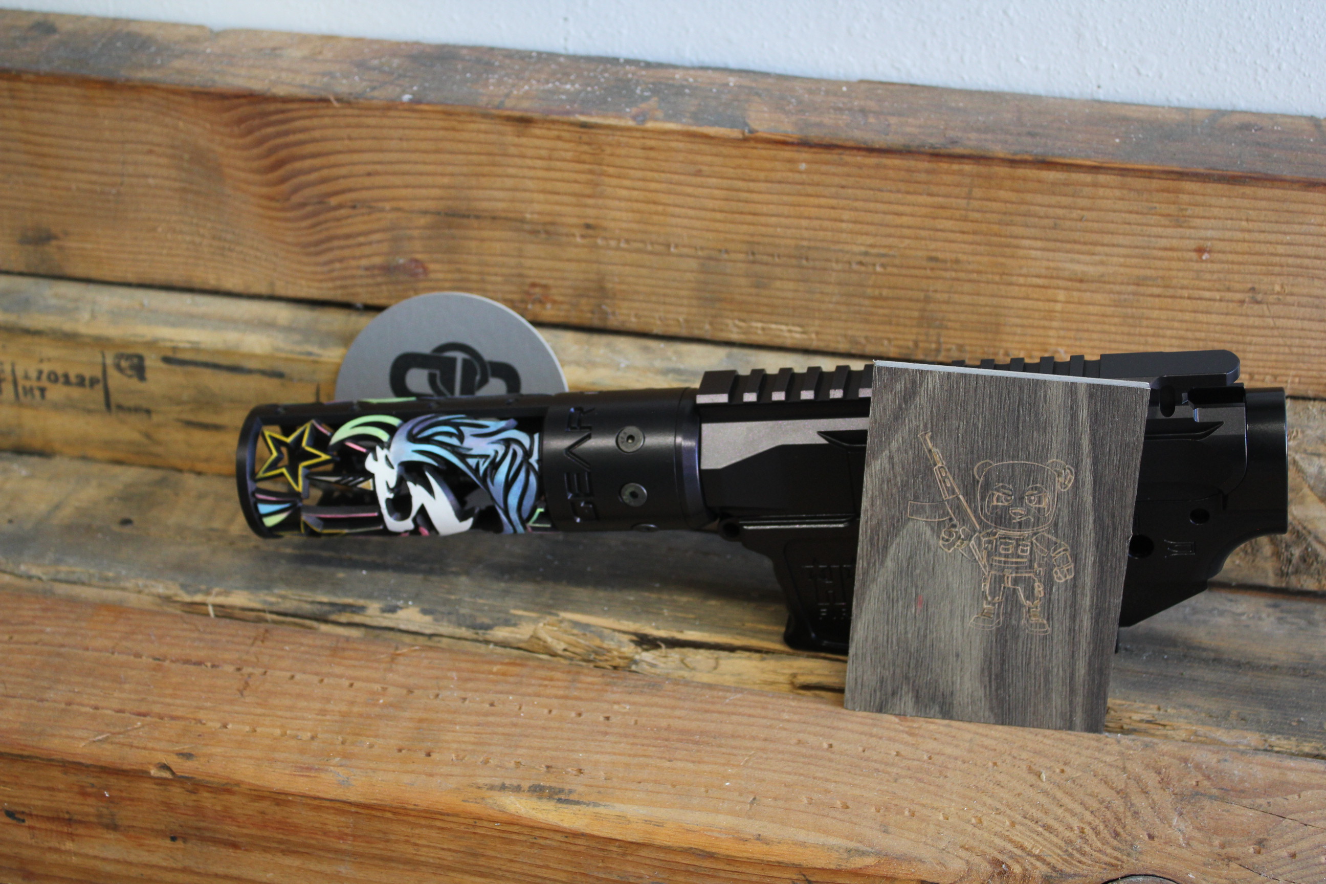 Custom Hand Guard Custom Handguard Cerakoted using Gloss Black, Northern Lights and Gold ...