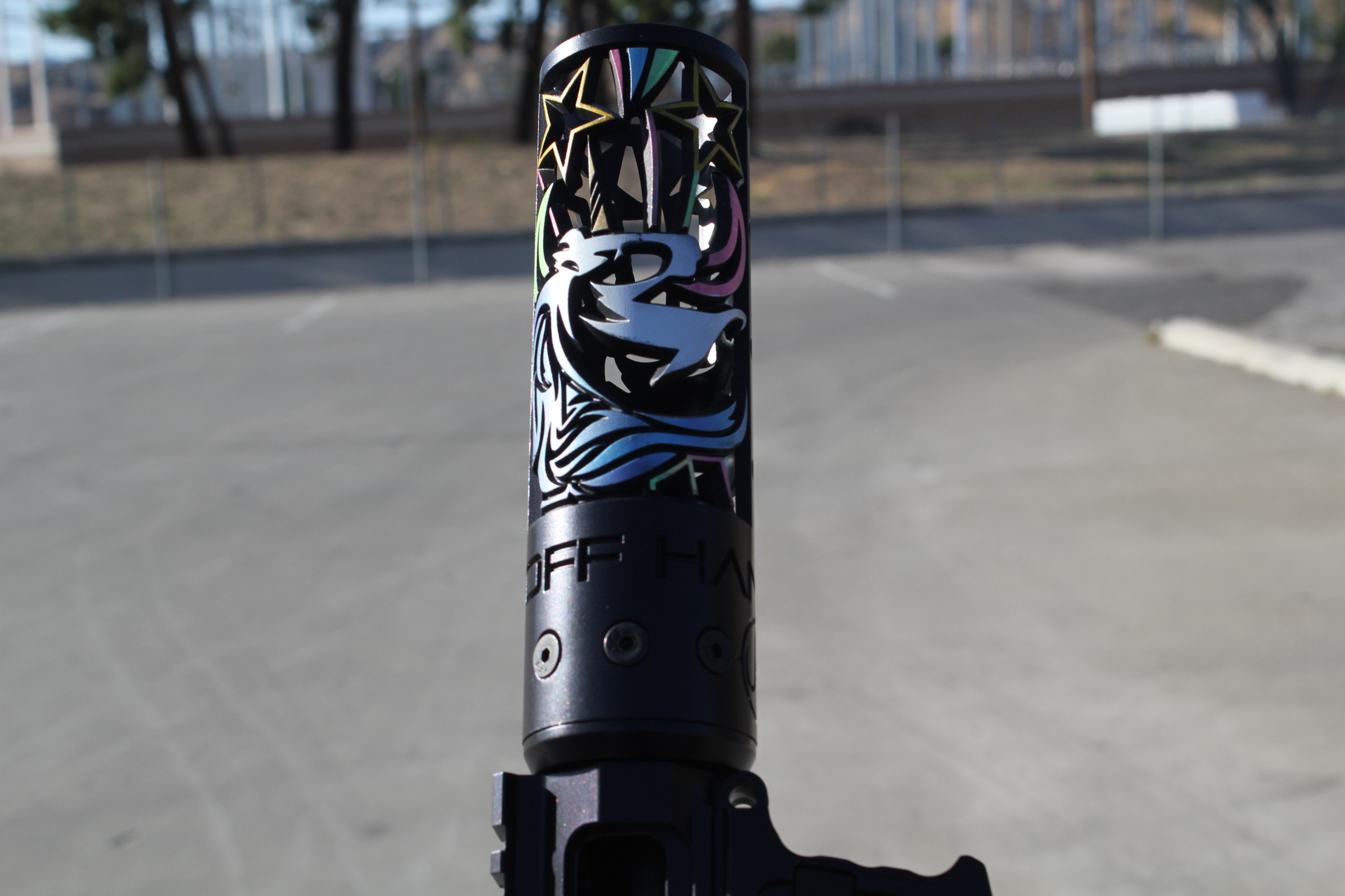 Custom Hand Guard Custom Handguard Cerakoted using Gloss Black, Northern Lights and Gold ...