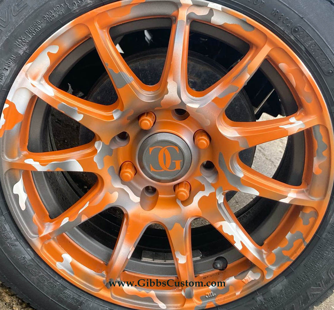 Sunriser Wheel Rims Custom Camo Wheels Cerakoted using Hunter Orange, Tequila Sunrise and ...
