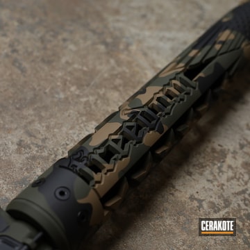 Custom Camo Ar Build Cerakoted Using Barrett® Brown, Magpul® O.d. Green And Graphite Black