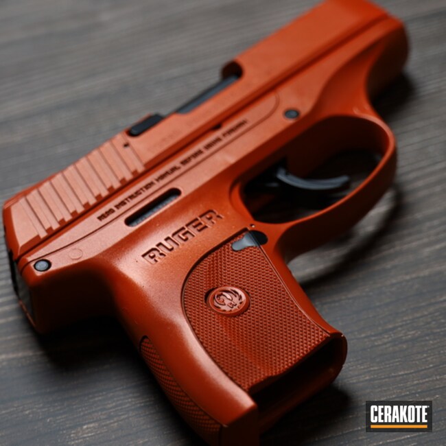 Ruger Lc9 Pistol Cerakoted Using Hi-vis Orange