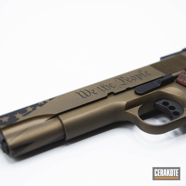 Cerakoted: S.H.O.T,Springfield 1911,Graphite Black H-146,Burnt Bronze H-148,American Flag,We the people,45 ACP