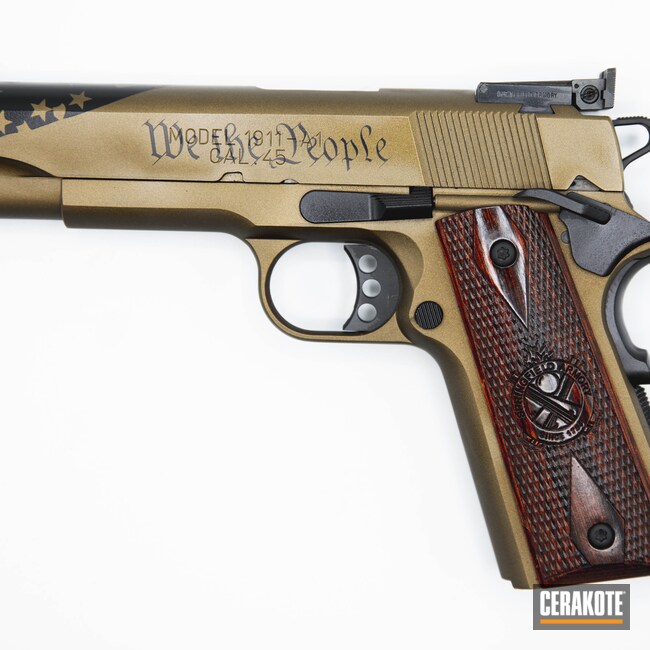 Cerakoted: S.H.O.T,Springfield 1911,Graphite Black H-146,Burnt Bronze H-148,American Flag,We the people,45 ACP