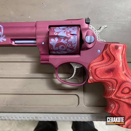 Powder Coating: CRUSHED ORCHID H-314,S.H.O.T,gp100,Revolver,Scroll,Ruger GP100,BLACK CHERRY H-319,Ruger