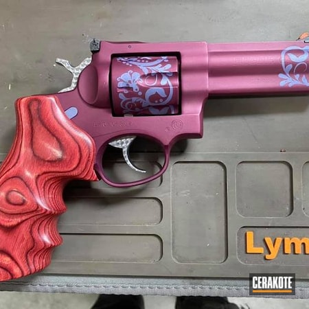 Powder Coating: CRUSHED ORCHID H-314,S.H.O.T,gp100,Revolver,Scroll,Ruger GP100,BLACK CHERRY H-319,Ruger