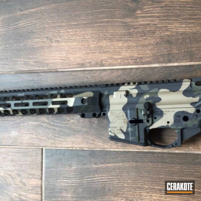 Custom Camo AR Builders Set Cerakoted using Coyote Tan, Graphite Black ...