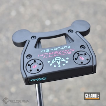 Scotty Cameron Putter Cerakoted Using Pink Sherbet And Aztec Teal