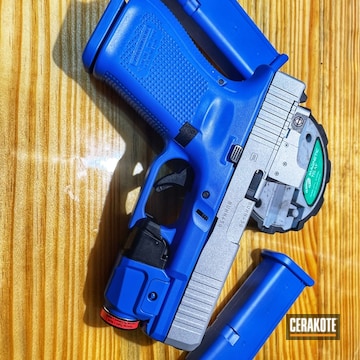 Glock 17 Cerakoted Using Crushed Silver And Nra Blue