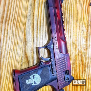  The Punisher Themed 1911 Cerakoted Using Crimson, Crushed Silver And Graphite Black