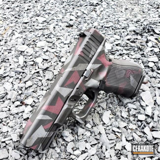 Splinter Camo Glock 19 Cerakoted Using Smoke, Rebel And Graphite Black