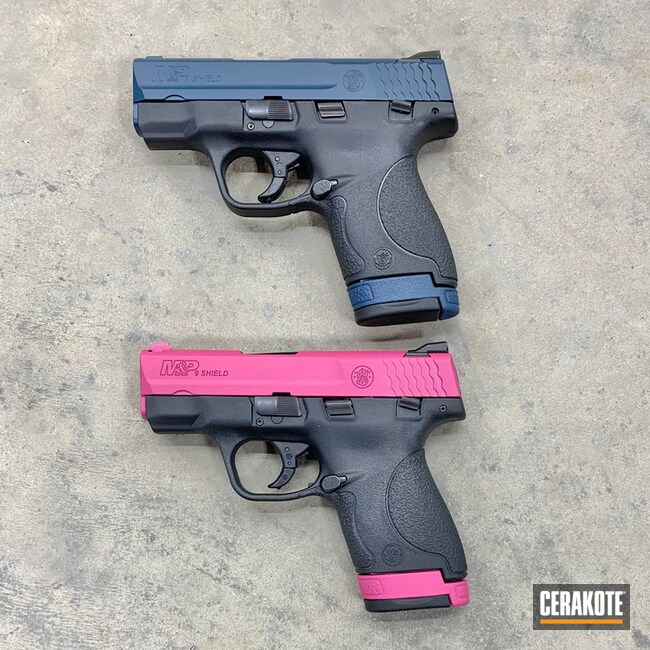 Smith & Wesson M&p9 Pistols Cerakoted Using Sig™ Pink And Navy
