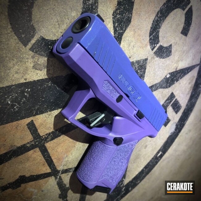 Taurus Gx4 Pistol Cerakoted Using High Gloss Ceramic Clear, Purplexed And Bright Purple