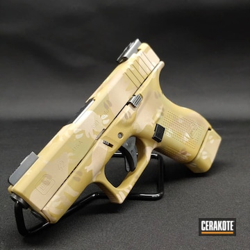Custom Camo Glock 42 Cerakoted Using Desert Sand, Multicam® Pale Green And Benelli® Sand