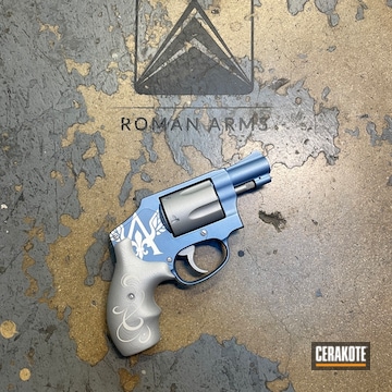 Smith & Wesson Revolver Cerakoted Using Frost, Crushed Silver And Polar Blue
