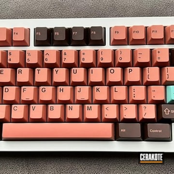 Mechanical Keyboard Cerakoted Using Stormtrooper White, Copper Suede And Crushed Orchid