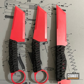 Custom Knives Cerakoted Using Fire