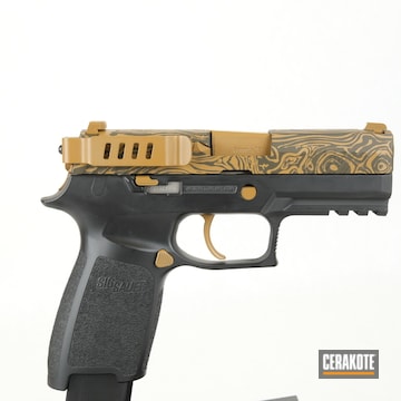 Damascus Sig P320 Pistol Cerakoted Using Noveske Tiger Eye Brown, Magpul® O.d. Green And Graphite Black