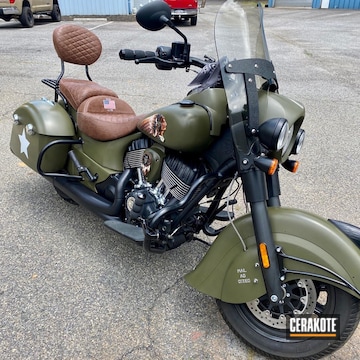 Indian Motorcycle Cerakoted Using Bright White And Mil Spec O.d. Green
