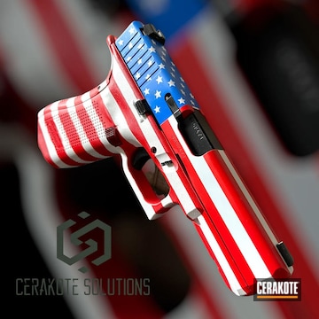 American Flag Themed Glock Cerakoted Using Usmc Red, Bright White And Nra Blue
