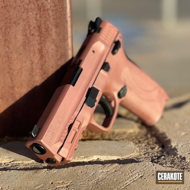 Cerakoted: S.H.O.T,9mm,Smith & Wesson,Pistol,M&P Shield EZ,ROSE GOLD H-327