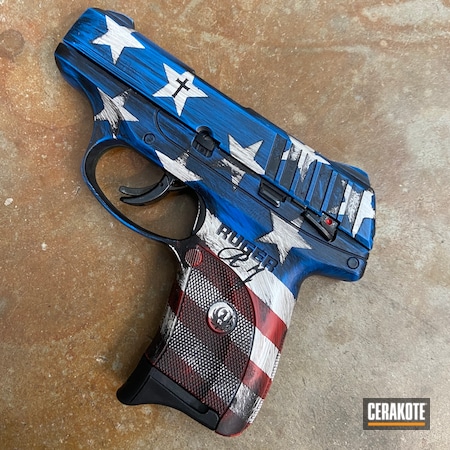 Powder Coating: 9mm,KEL-TEC® NAVY BLUE H-127,S.H.O.T,Highland Green H-200,Gold H-122,Distressed Mexican Flag,American Flag Theme,FIREHOUSE RED H-216,Graphite Black H-146,Battleworn Flag,Mexican Flag,Pistol,Stormtrooper White H-297,EC9s,Firearms,American Flag,Battleworn,Ruger,Distressed American Flag