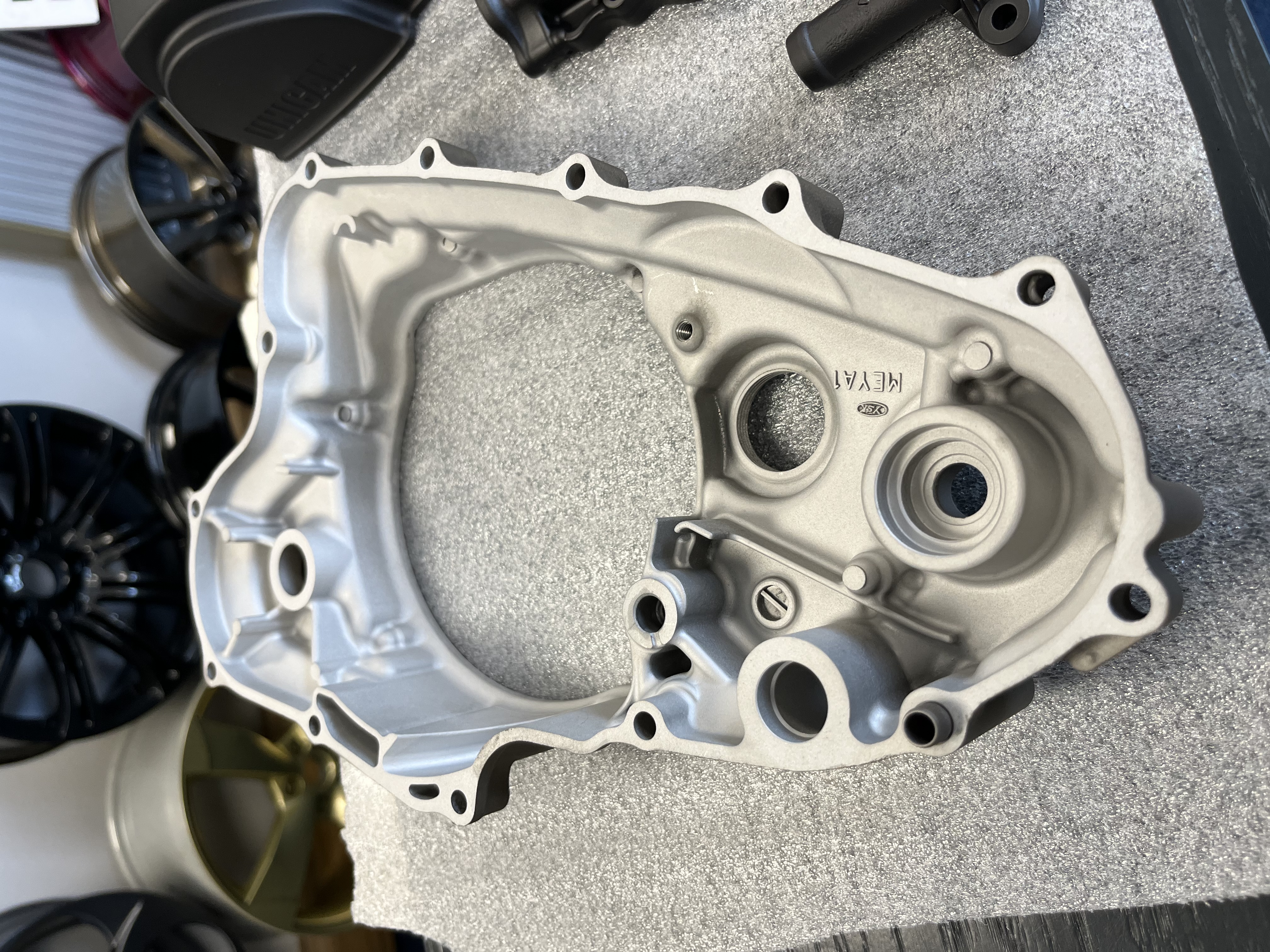 Motorcycle Engine Casing Coating Dirt Bike Engine Casings Cerakoted using Graphite Black and Burnt ...
