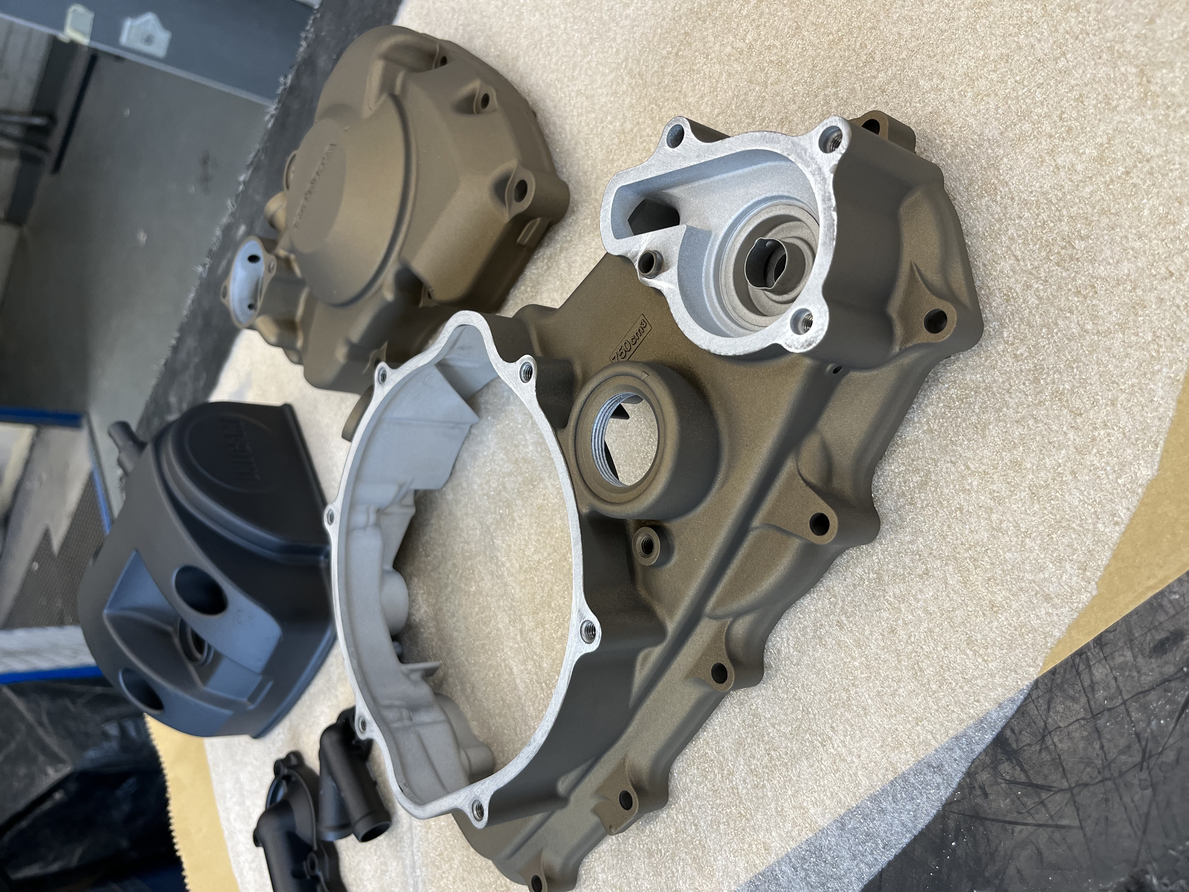 Motorcycle Engine Casing Coating Dirt Bike Engine Casings Cerakoted using Graphite Black and Burnt ...
