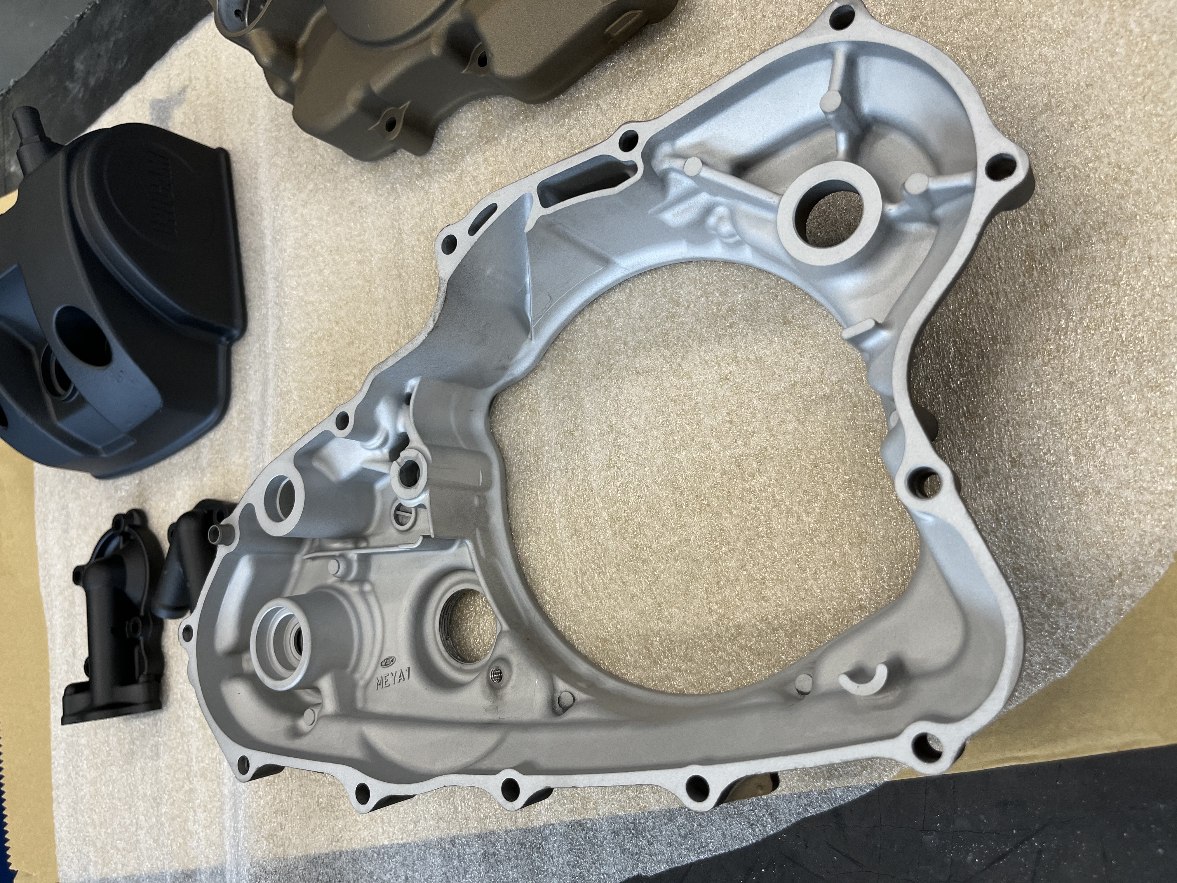Motorcycle Engine Casing Coating Dirt Bike Engine Casings Cerakoted using Graphite Black and Burnt ...
