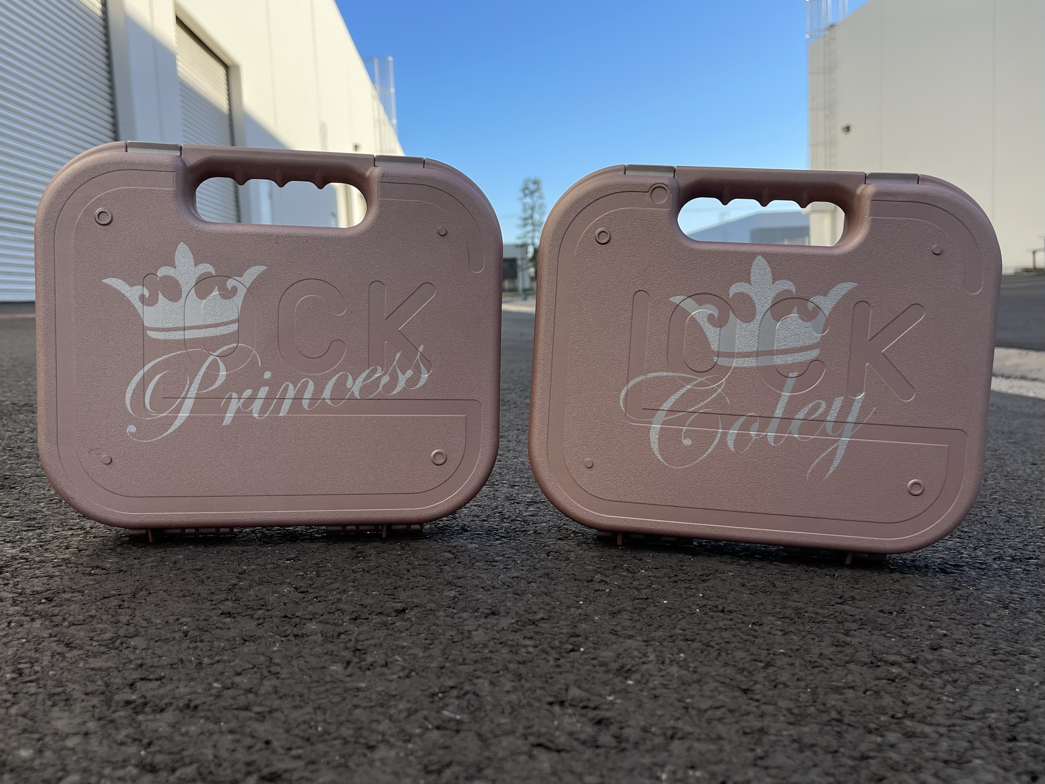 Glock Cases Cerakoted using Satin Aluminum and Rose Gold | Cerakote